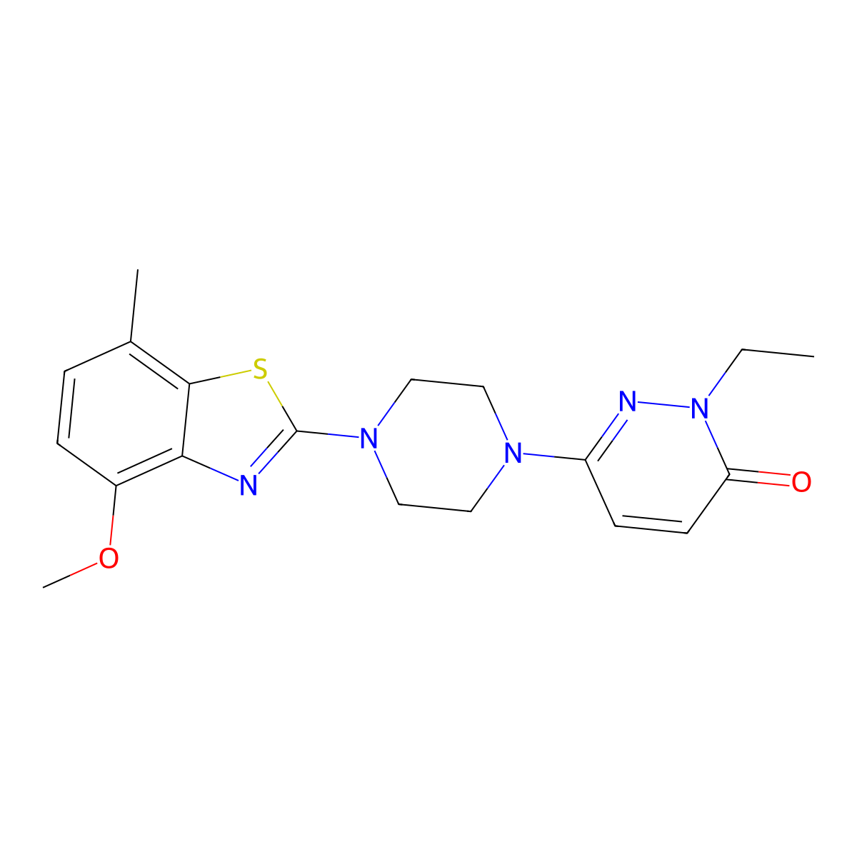 2-Ethyl-6-[4-(4-methoxy-7-methyl-1,3-benzothiazol-2-yl)piperazin-1-yl]-2,3-dihydropyridazin-3-one molecular structure, CAS 2770589-61-0