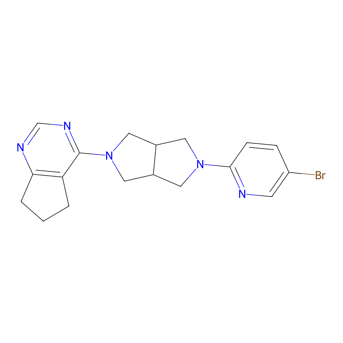 5-bromo-2-(5-{5H,6H,7H-cyclopenta[d]pyrimidin-4-yl}-octahydropyrrolo[3,4-c]pyrrol-2-yl)pyridine molecular structure, CAS 2770589-63-2
