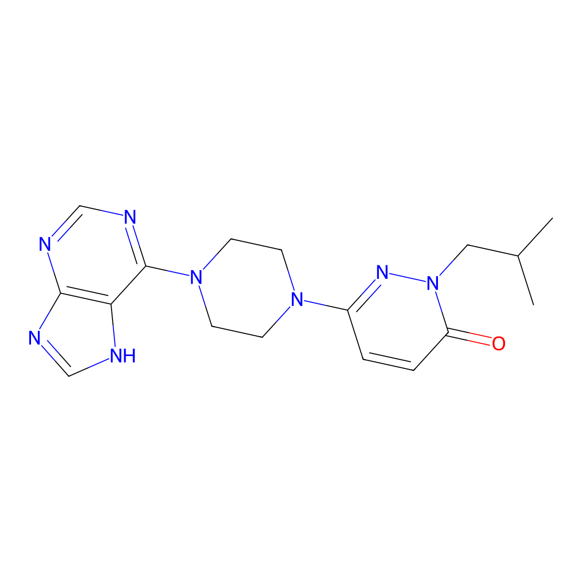 2-(2-methylpropyl)-6-[4-(7H-purin-6-yl)piperazin-1-yl]pyridazin-3-one molecular structure, CAS 2770589-70-1
