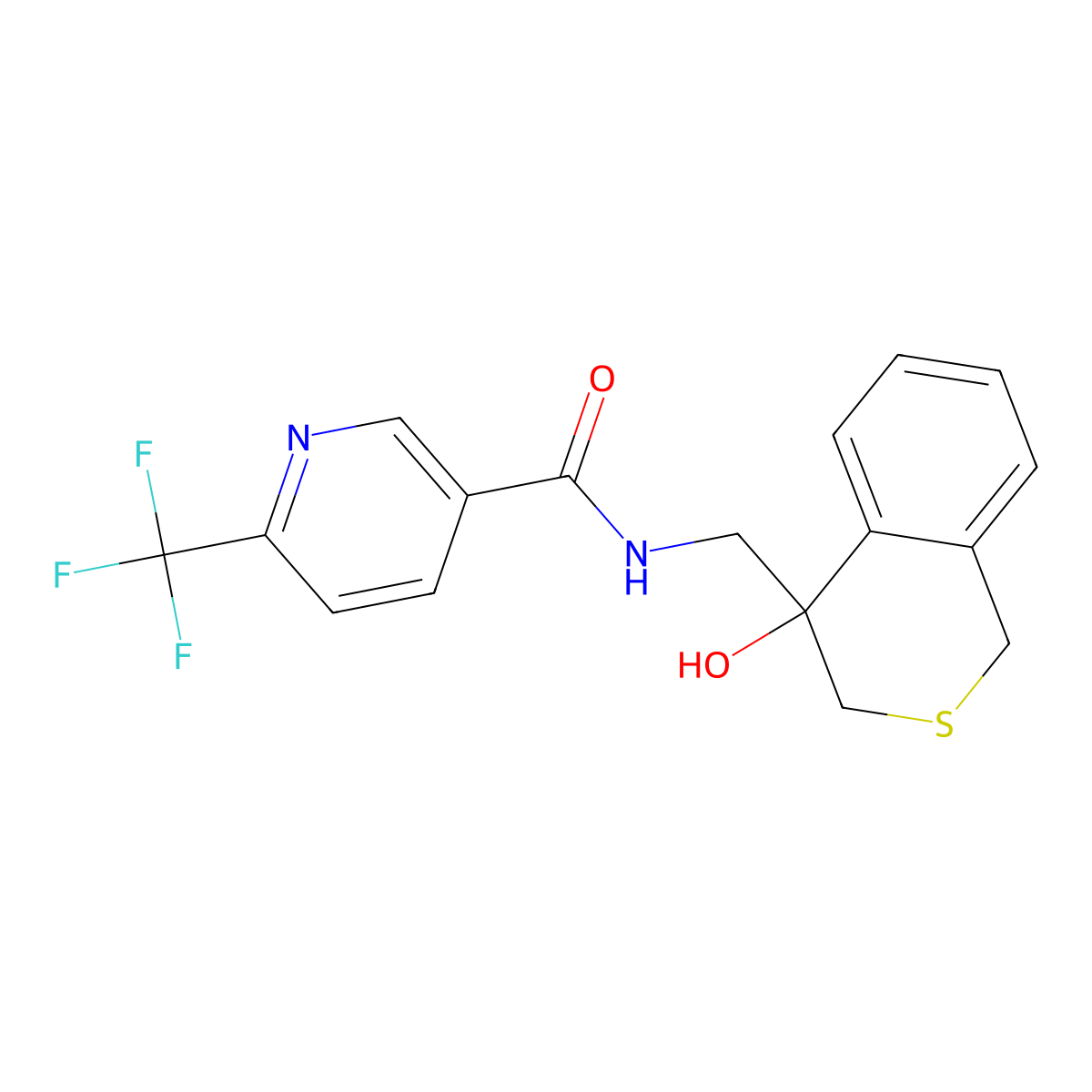 N-[(4-hydroxy-3,4-dihydro-1H-2-benzothiopyran-4-yl)methyl]-6-(trifluoromethyl)pyridine-3-carboxamide molecular structure, CAS 2770589-72-3