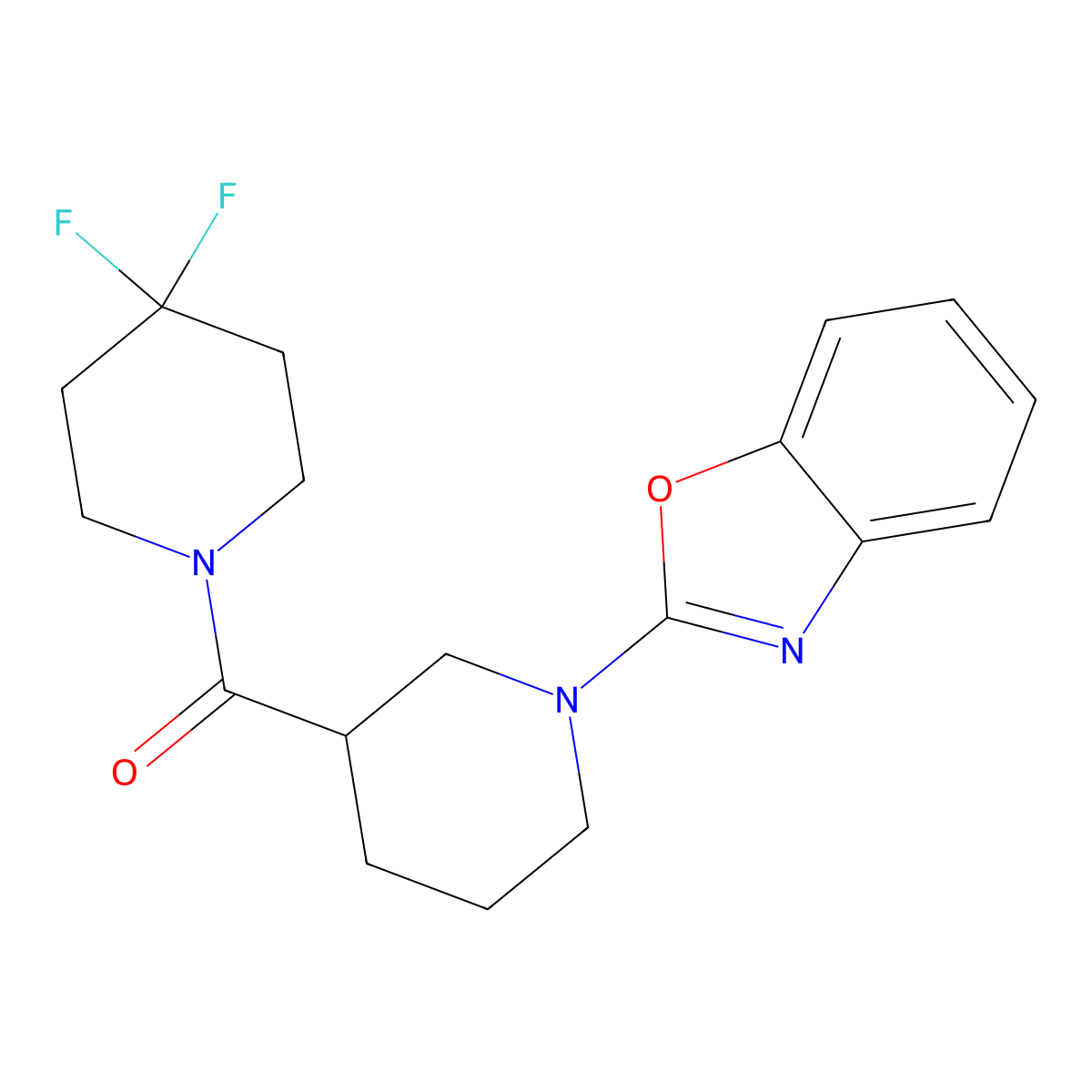 2-[3-(4,4-Difluoropiperidine-1-carbonyl)piperidin-1-yl]-1,3-benzoxazole molecular structure, CAS 2770589-83-6