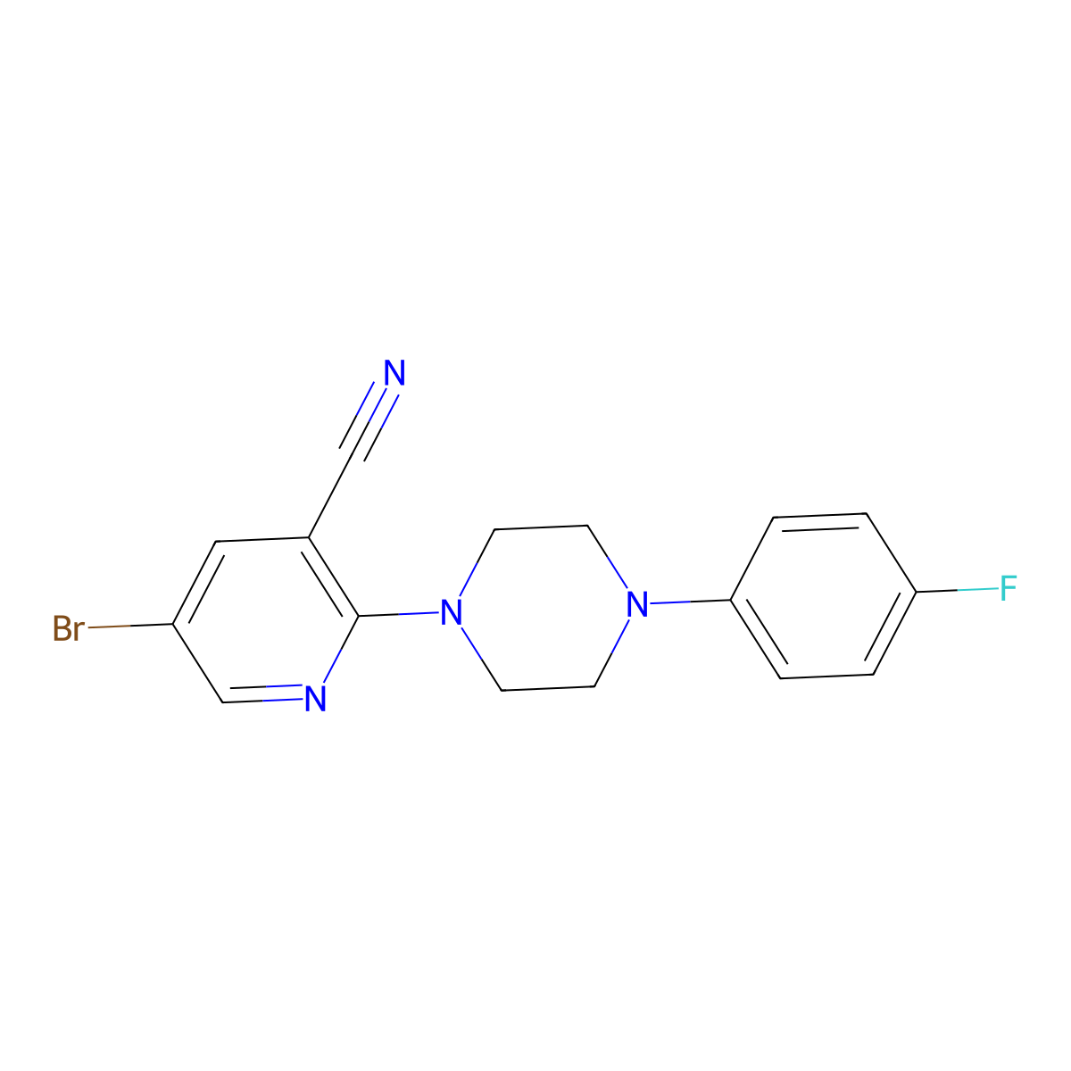 5-Bromo-2-[4-(4-fluorophenyl)piperazin-1-yl]pyridine-3-carbonitrile molecular structure, CAS 2770589-85-8