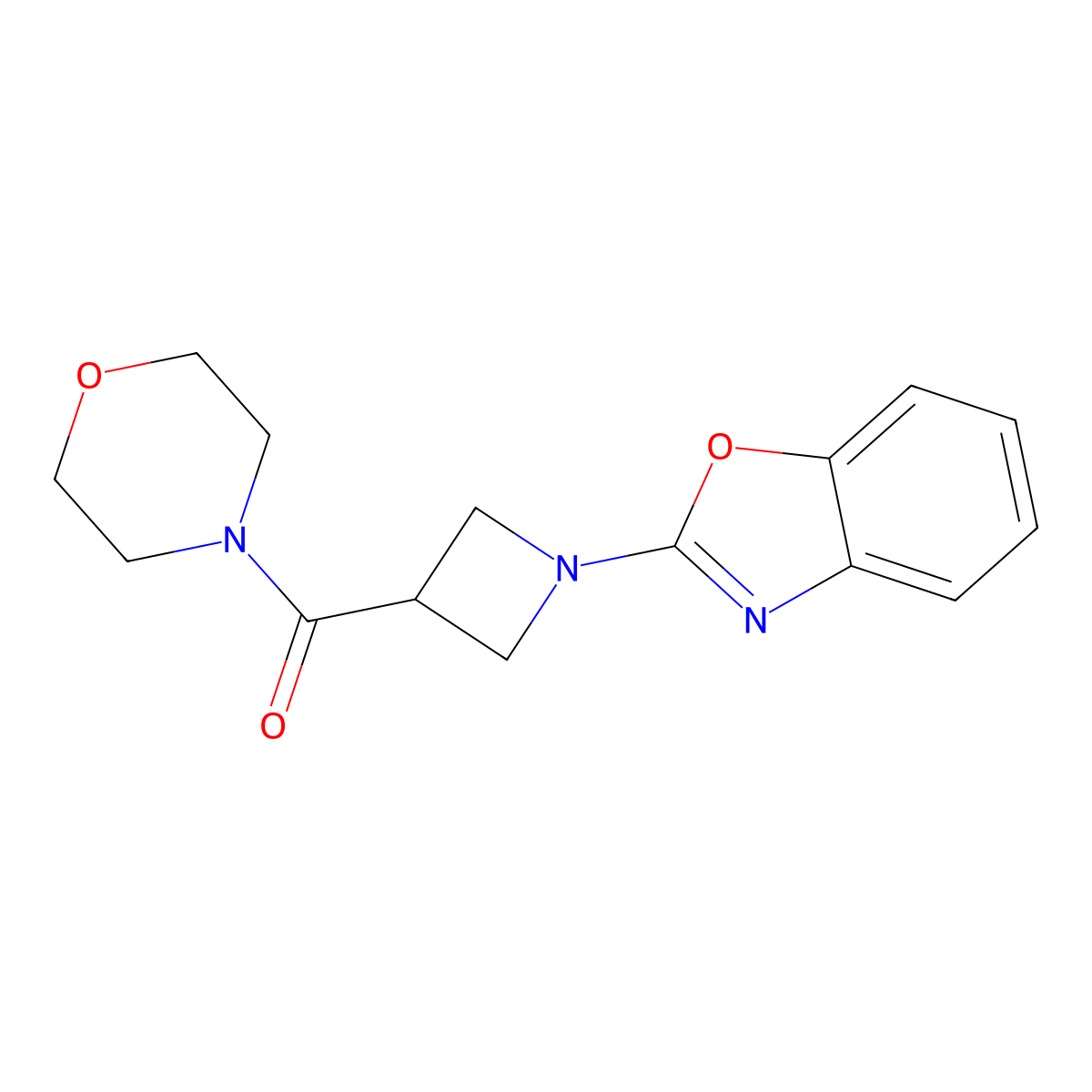 2-[3-(Morpholine-4-carbonyl)azetidin-1-yl]-1,3-benzoxazole molecular structure, CAS 2770589-89-2