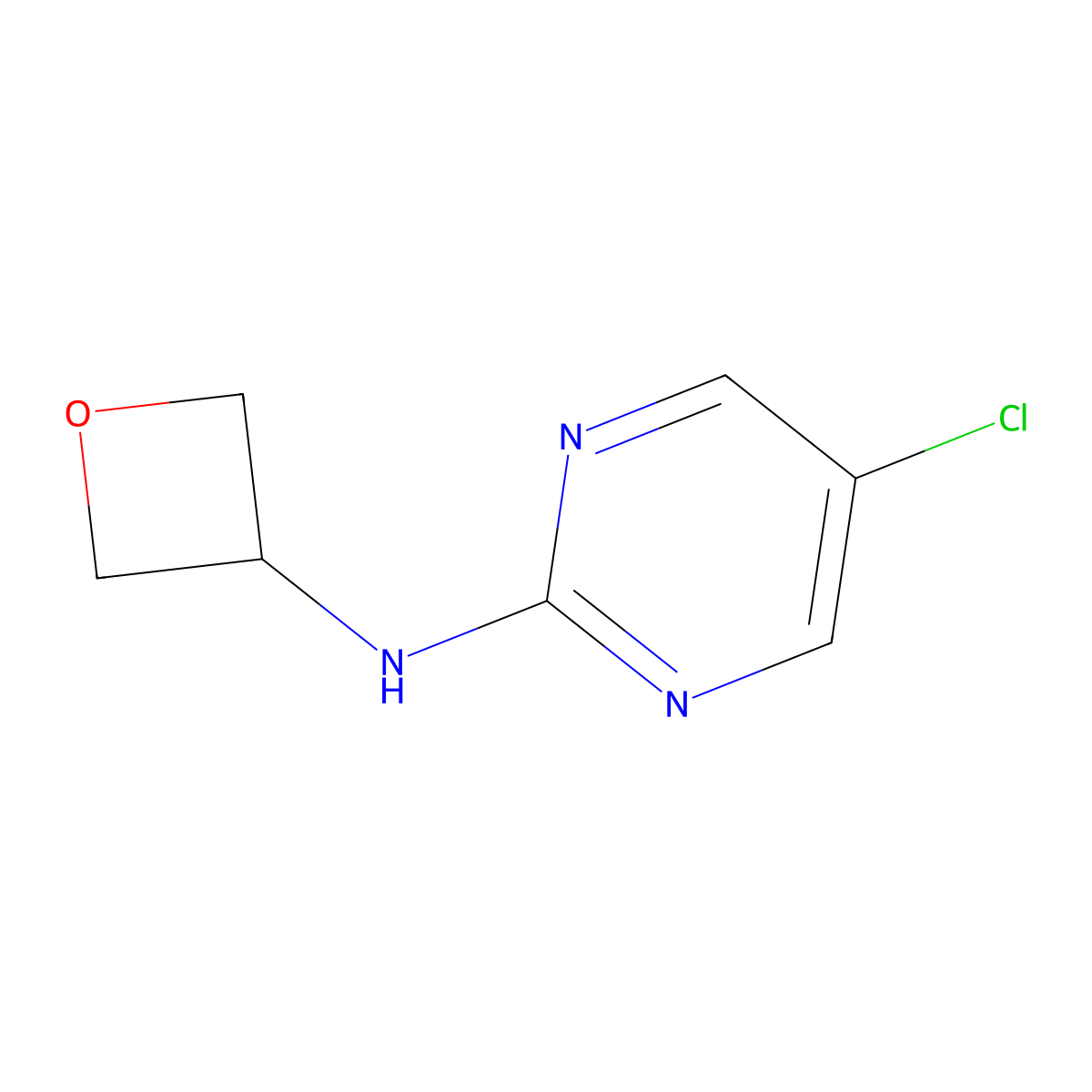 5-chloro-N-(oxetan-3-yl)pyrimidin-2-amine molecular structure, CAS 2770589-94-9