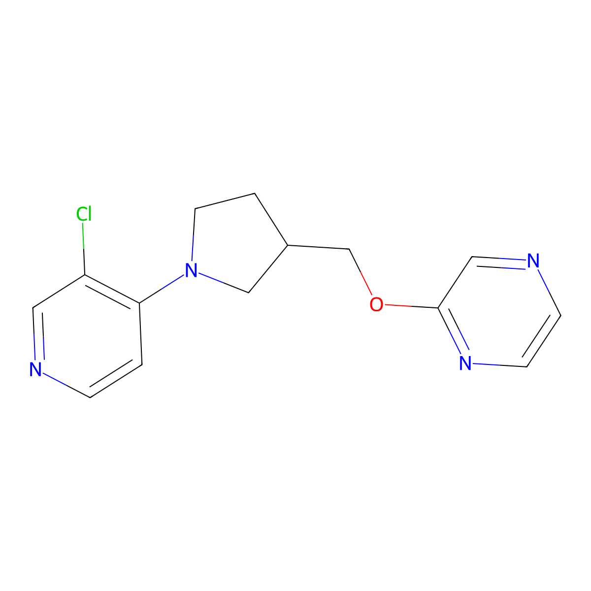 2-{[1-(3-Chloropyridin-4-yl)pyrrolidin-3-yl]methoxy}pyrazine molecular structure, CAS 2770589-95-0
