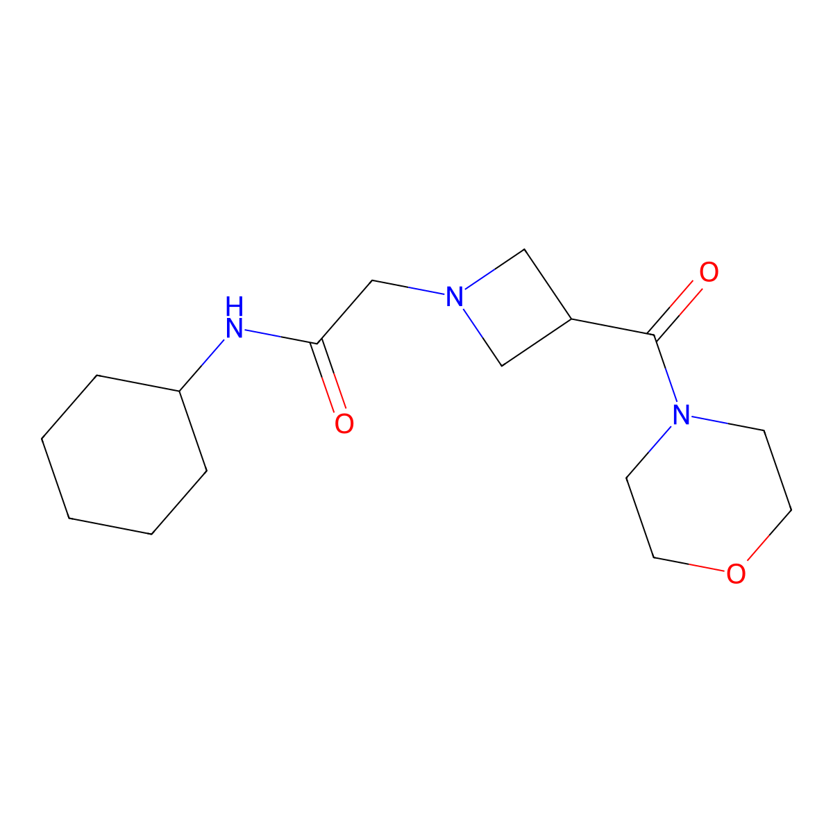 N-cyclohexyl-2-[3-(morpholine-4-carbonyl)azetidin-1-yl]acetamide molecular structure, CAS 2770589-96-1