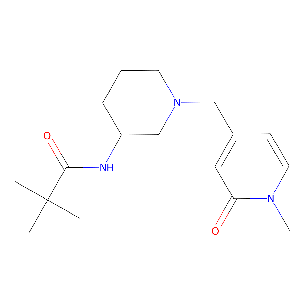 2,2-dimethyl-N-{1-[(1-methyl-2-oxo-1,2-dihydropyridin-4-yl)methyl]piperidin-3-yl}propanamide molecular structure, CAS 2770589-97-2