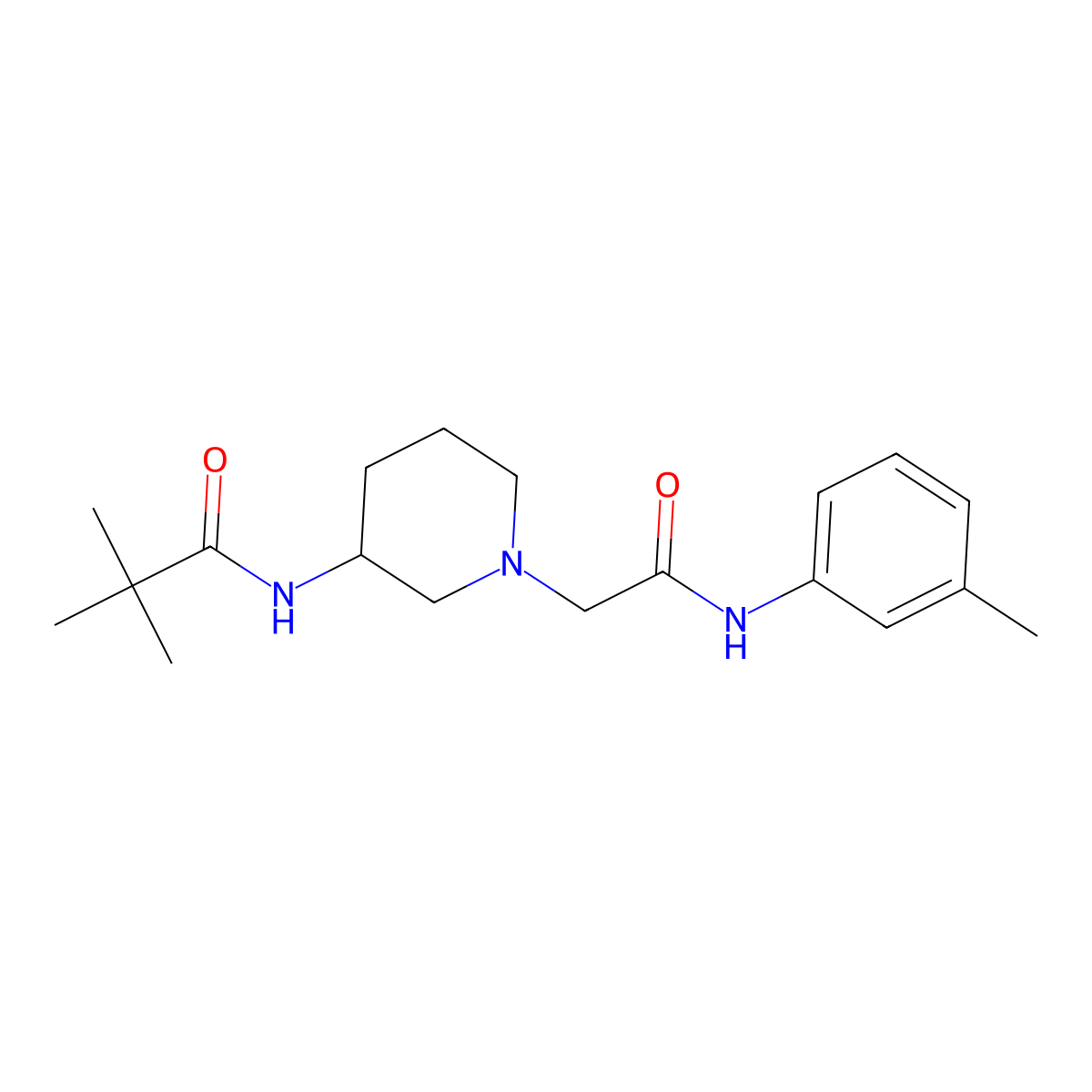 2,2-dimethyl-N-(1-{[(3-methylphenyl)carbamoyl]methyl}piperidin-3-yl)propanamide molecular structure, CAS 2770590-00-4