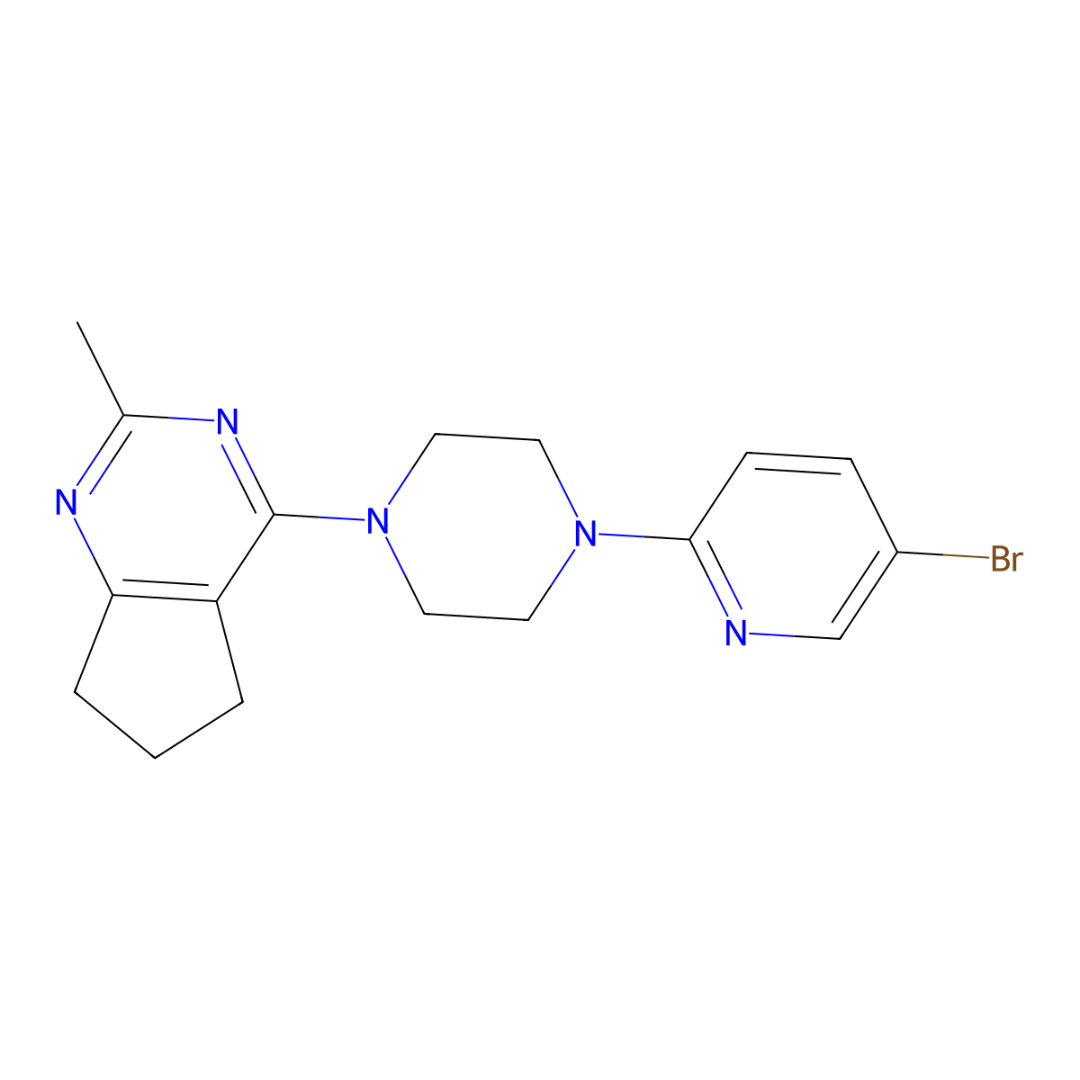 1-(5-bromopyridin-2-yl)-4-{2-methyl-5H,6H,7H-cyclopenta[d]pyrimidin-4-yl}piperazine molecular structure, CAS 2770590-04-8
