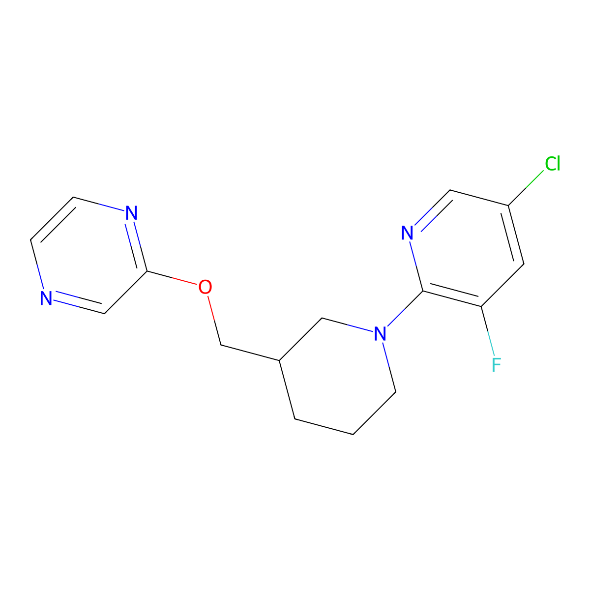2-{[1-(5-Chloro-3-fluoropyridin-2-yl)piperidin-3-yl]methoxy}pyrazine molecular structure, CAS 2770590-08-2