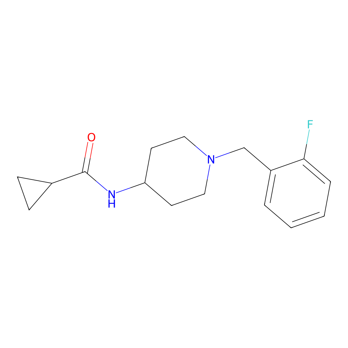N-{1-[(2-fluorophenyl)methyl]piperidin-4-yl}cyclopropanecarboxamide molecular structure, CAS 2770590-11-7