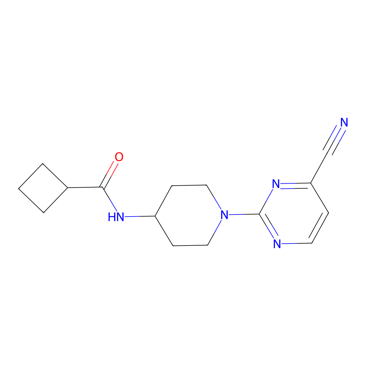 N-[1-(4-cyanopyrimidin-2-yl)piperidin-4-yl]cyclobutanecarboxamide molecular structure, CAS 2770590-16-2