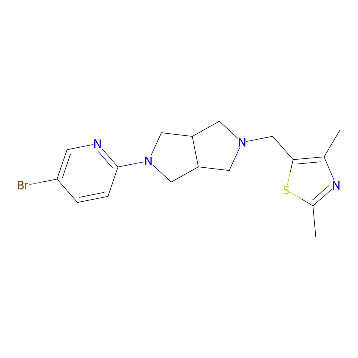 5-Bromo-2-{5-[(2,4-dimethyl-1,3-thiazol-5-yl)methyl]-octahydropyrrolo[3,4-c]pyrrol-2-yl}pyridine molecular structure, CAS 2770590-20-8