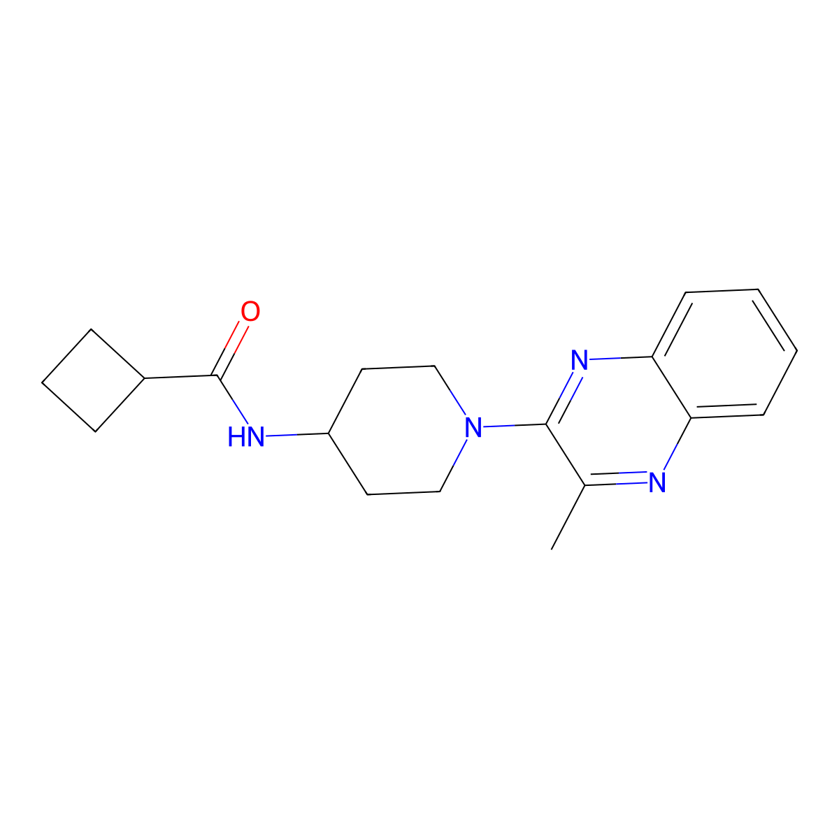 N-[1-(3-methylquinoxalin-2-yl)piperidin-4-yl]cyclobutanecarboxamide molecular structure, CAS 2770590-24-2