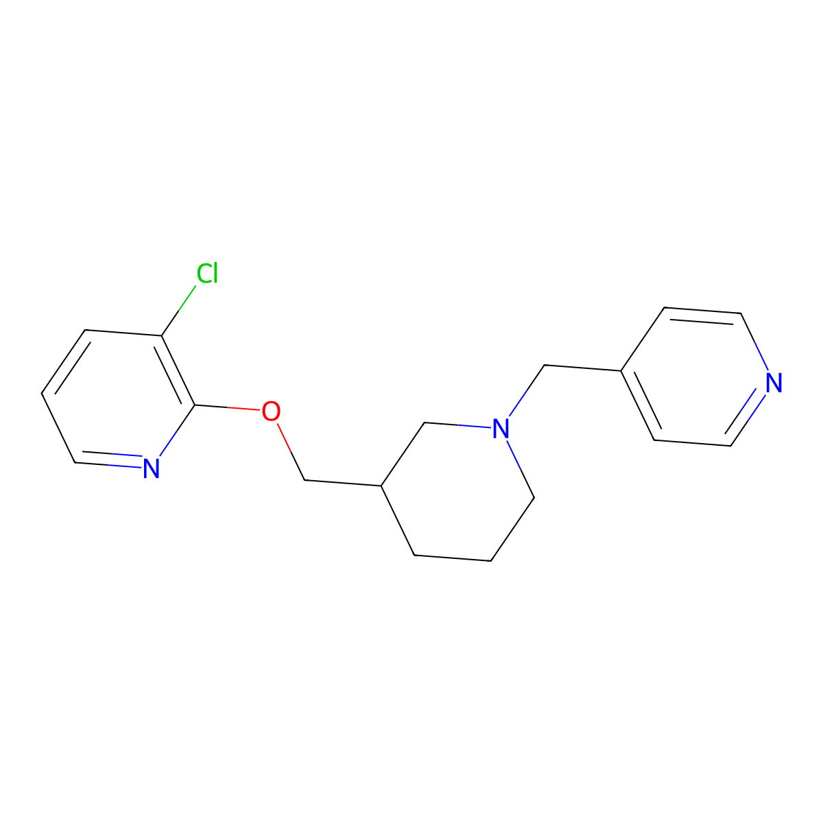 3-Chloro-2-({1-[(pyridin-4-yl)methyl]piperidin-3-yl}methoxy)pyridine molecular structure, CAS 2770590-30-0