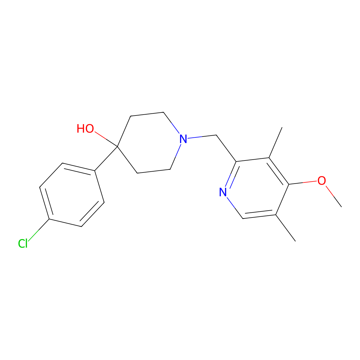 4-(4-Chlorophenyl)-1-[(4-methoxy-3,5-dimethylpyridin-2-yl)methyl]piperidin-4-ol molecular structure, CAS 2770590-42-4