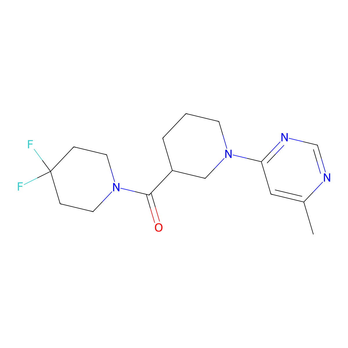 4-[3-(4,4-Difluoropiperidine-1-carbonyl)piperidin-1-yl]-6-methylpyrimidine molecular structure, CAS 2770590-53-7