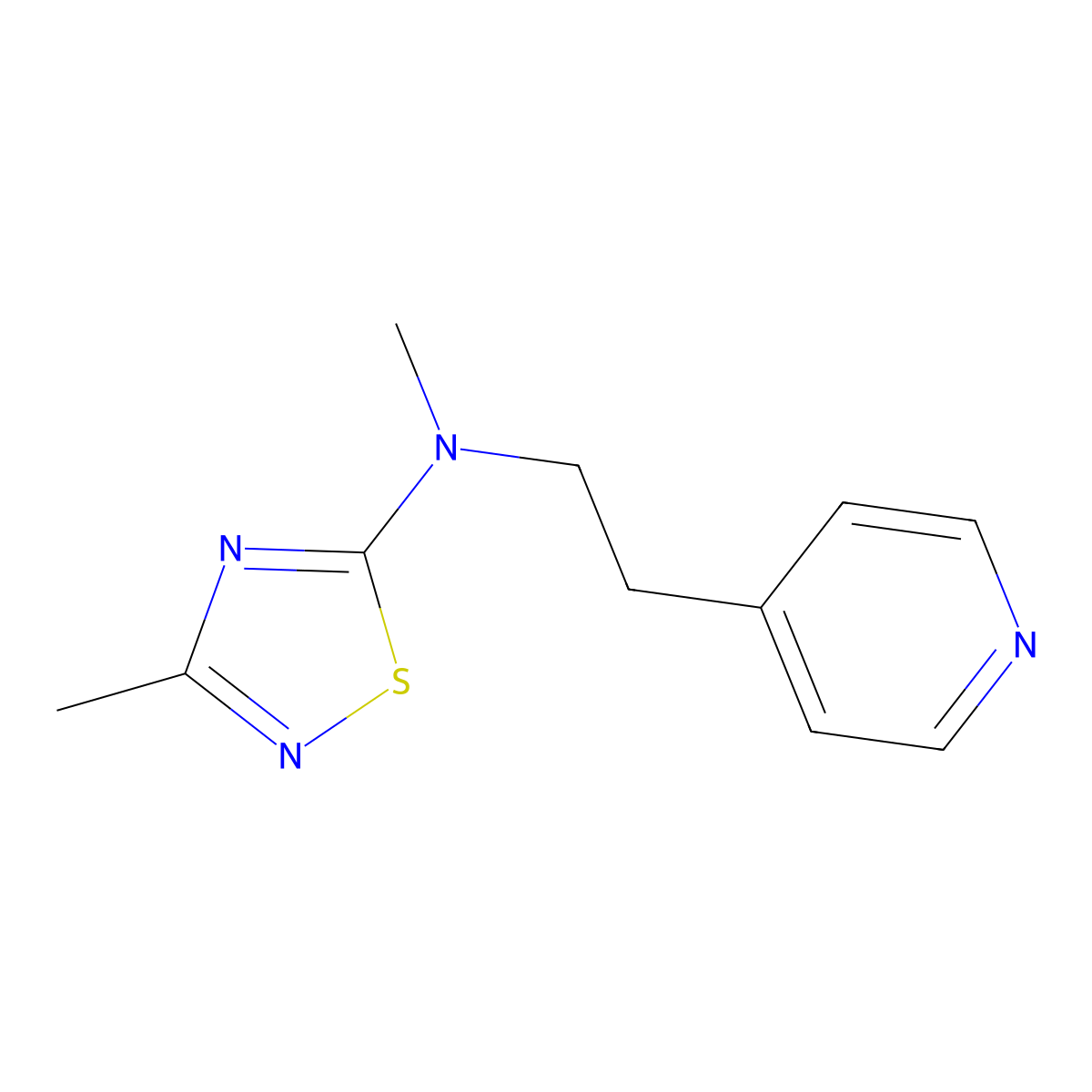 N,3-dimethyl-N-[2-(pyridin-4-yl)ethyl]-1,2,4-thiadiazol-5-amine molecular structure, CAS 2770590-54-8