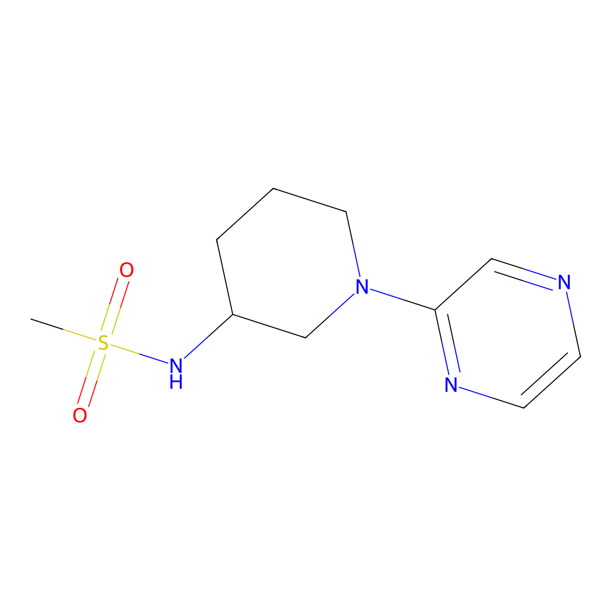 N-[1-(pyrazin-2-yl)piperidin-3-yl]methanesulfonamide molecular structure, CAS 2770590-56-0