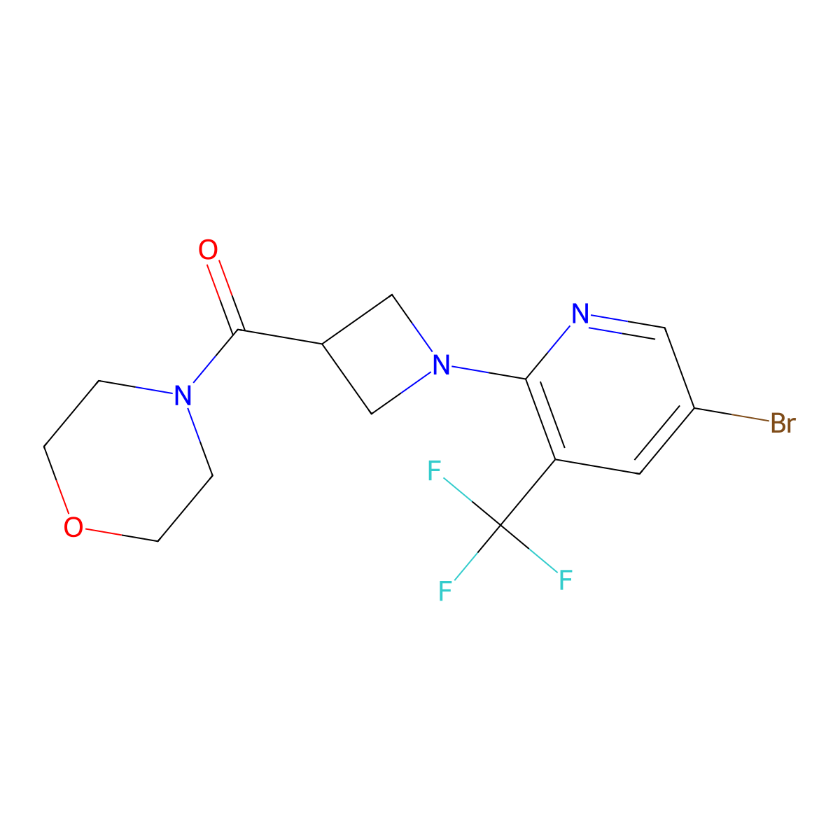 4-{1-[5-Bromo-3-(trifluoromethyl)pyridin-2-yl]azetidine-3-carbonyl}morpholine molecular structure, CAS 2770590-58-2