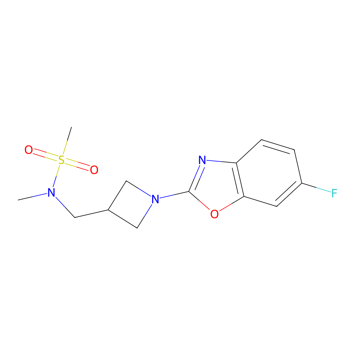 N-{[1-(6-fluoro-1,3-benzoxazol-2-yl)azetidin-3-yl]methyl}-N-methylmethanesulfonamide molecular structure, CAS 2770590-67-3