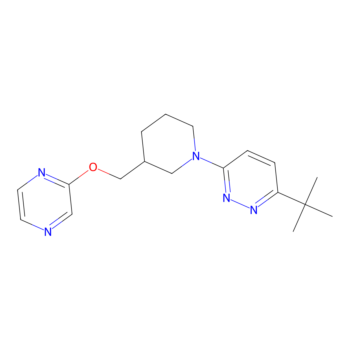 3-Tert-butyl-6-{3-[(pyrazin-2-yloxy)methyl]piperidin-1-yl}pyridazine molecular structure, CAS 2770590-69-5