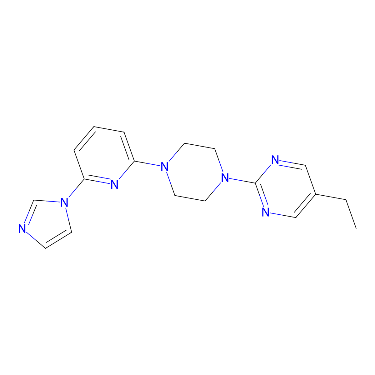 5-ethyl-2-{4-[6-(1H-imidazol-1-yl)pyridin-2-yl]piperazin-1-yl}pyrimidine molecular structure, CAS 2770590-70-8