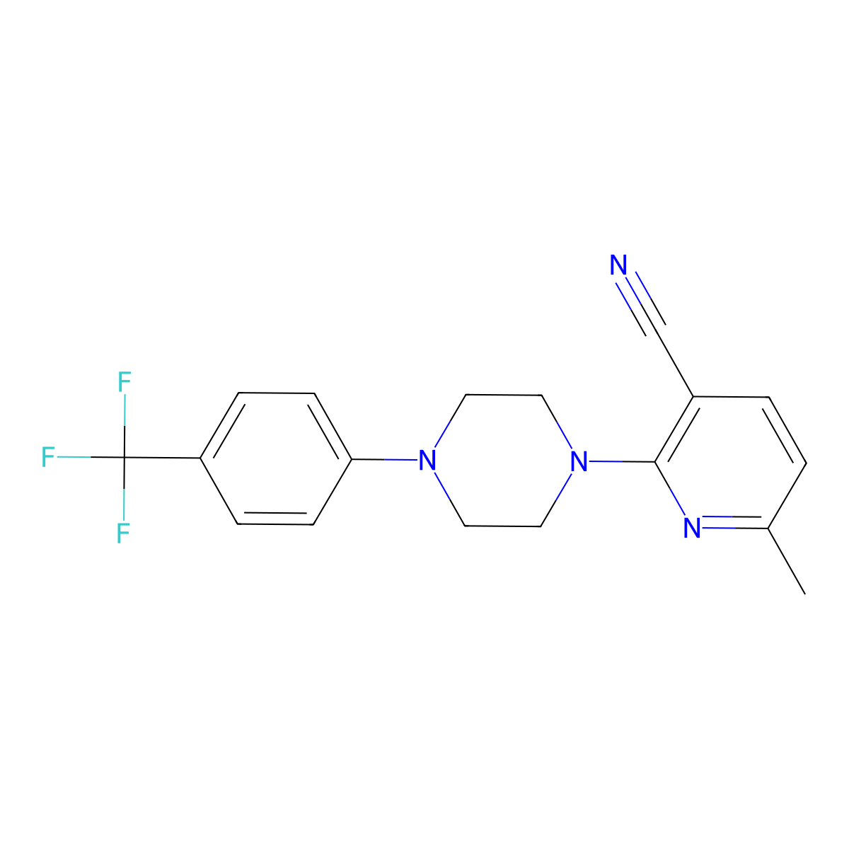 6-Methyl-2-{4-[4-(trifluoromethyl)phenyl]piperazin-1-yl}pyridine-3-carbonitrile molecular structure, CAS 2770590-71-9