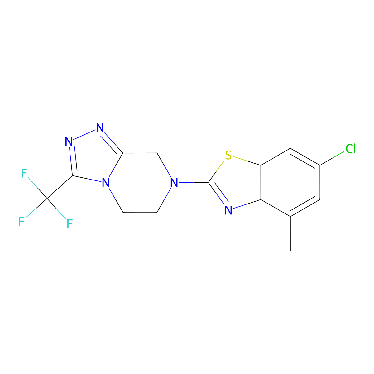 6-chloro-4-methyl-2-[3-(trifluoromethyl)-5H,6H,7H,8H-[1,2,4]triazolo[4,3-a]pyrazin-7-yl]-1,3-benzothiazole molecular structure, CAS 2770590-73-1