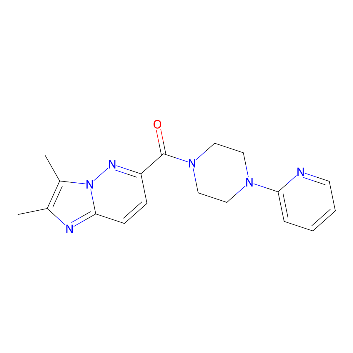 1-{2,3-Dimethylimidazo[1,2-b]pyridazine-6-carbonyl}-4-(pyridin-2-yl)piperazine molecular structure, CAS 2770590-79-7