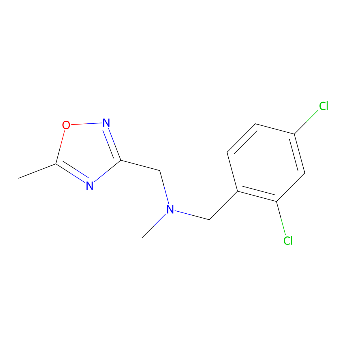 [(2,4-Dichlorophenyl)methyl](methyl)[(5-methyl-1,2,4-oxadiazol-3-yl)methyl]amine molecular structure, CAS 2770590-82-2