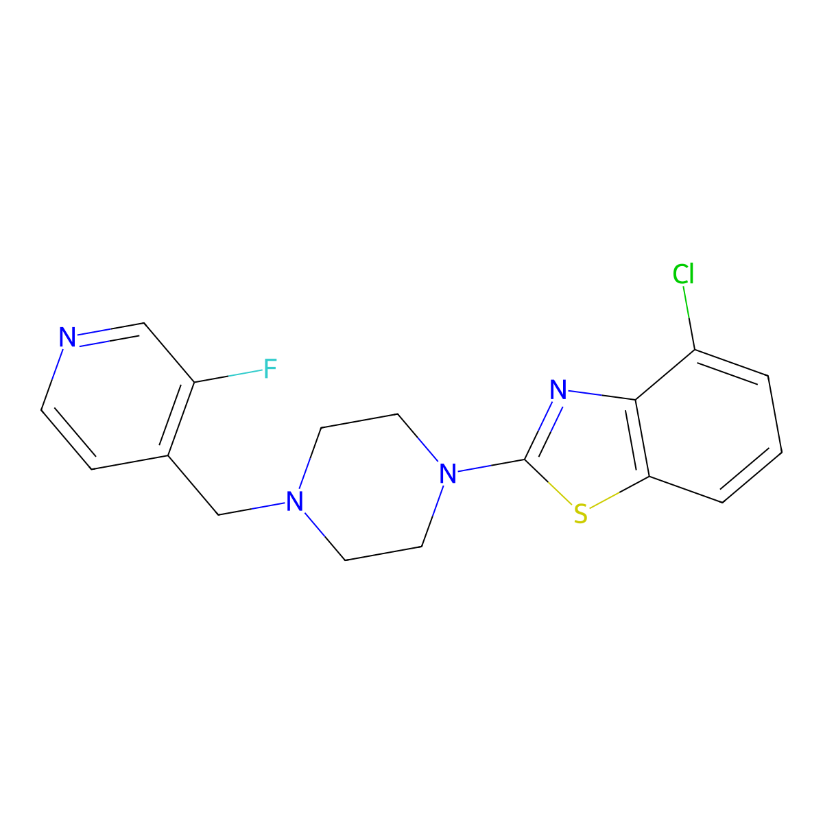 4-Chloro-2-{4-[(3-fluoropyridin-4-yl)methyl]piperazin-1-yl}-1,3-benzothiazole molecular structure, CAS 2770590-92-4