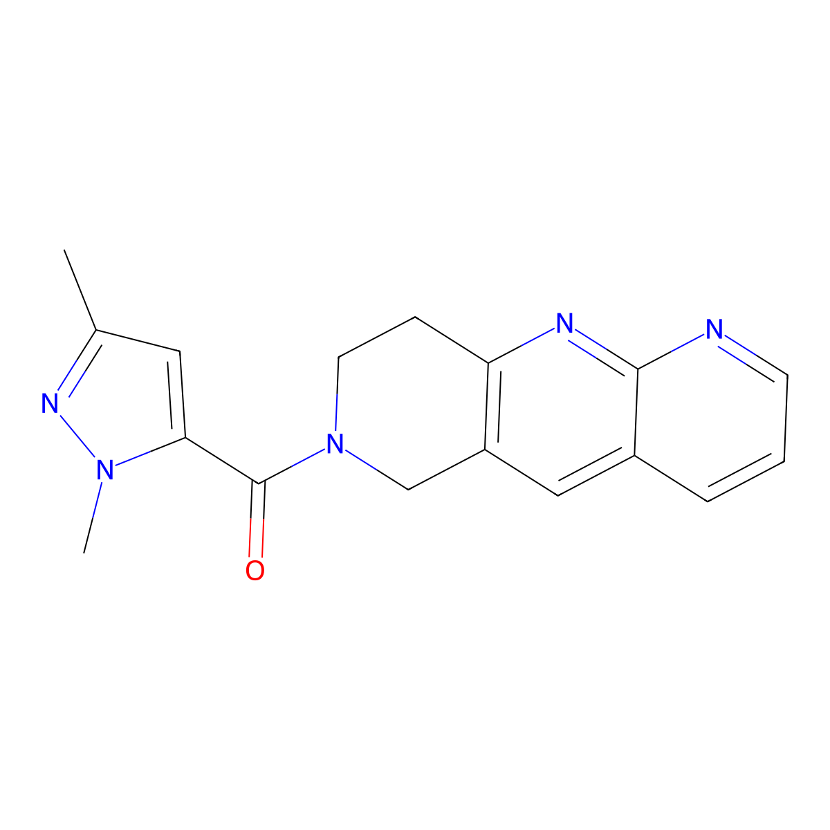 1,3-dimethyl-5-{6H,7H,8H,9H-pyrido[2,3-b]1,6-naphthyridine-7-carbonyl}-1H-pyrazole molecular structure, CAS 2770590-98-0