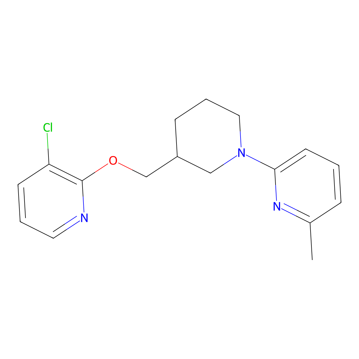 2-(3-{[(3-Chloropyridin-2-yl)oxy]methyl}piperidin-1-yl)-6-methylpyridine molecular structure, CAS 2770591-02-9
