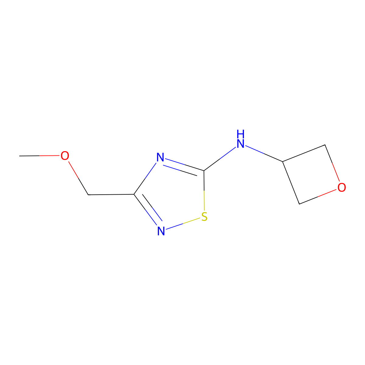 3-(methoxymethyl)-N-(oxetan-3-yl)-1,2,4-thiadiazol-5-amine molecular structure, CAS 2770591-08-5