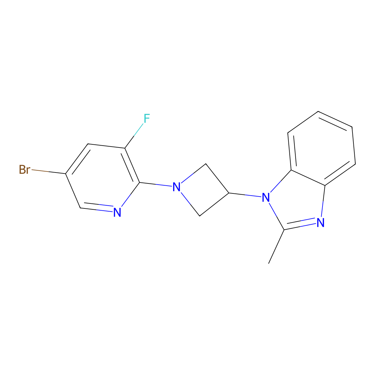 1-[1-(5-bromo-3-fluoropyridin-2-yl)azetidin-3-yl]-2-methyl-1H-1,3-benzodiazole molecular structure, CAS 2770591-10-9