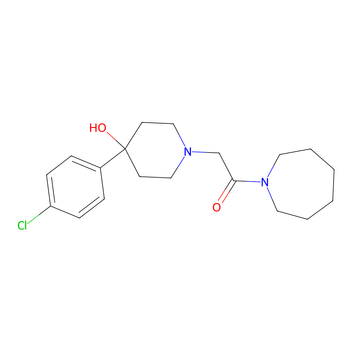 1-(Azepan-1-yl)-2-[4-(4-chlorophenyl)-4-hydroxypiperidin-1-yl]ethan-1-one molecular structure, CAS 2770591-12-1