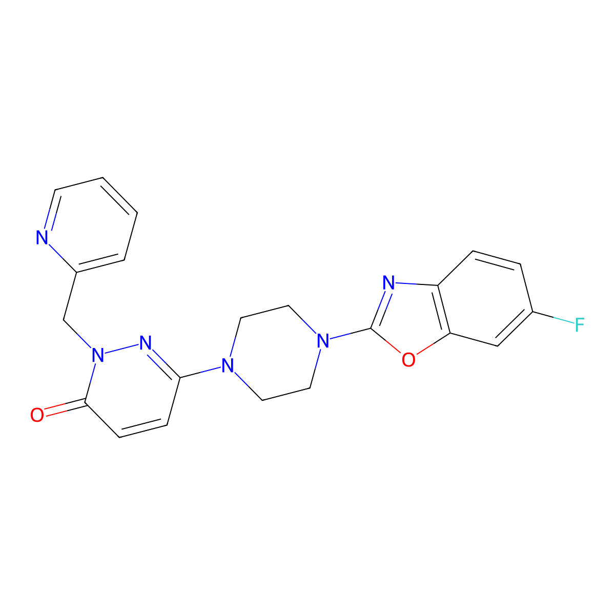 6-[4-(6-Fluoro-1,3-benzoxazol-2-yl)piperazin-1-yl]-2-(pyridin-2-ylmethyl)pyridazin-3-one molecular structure, CAS 2770591-23-4