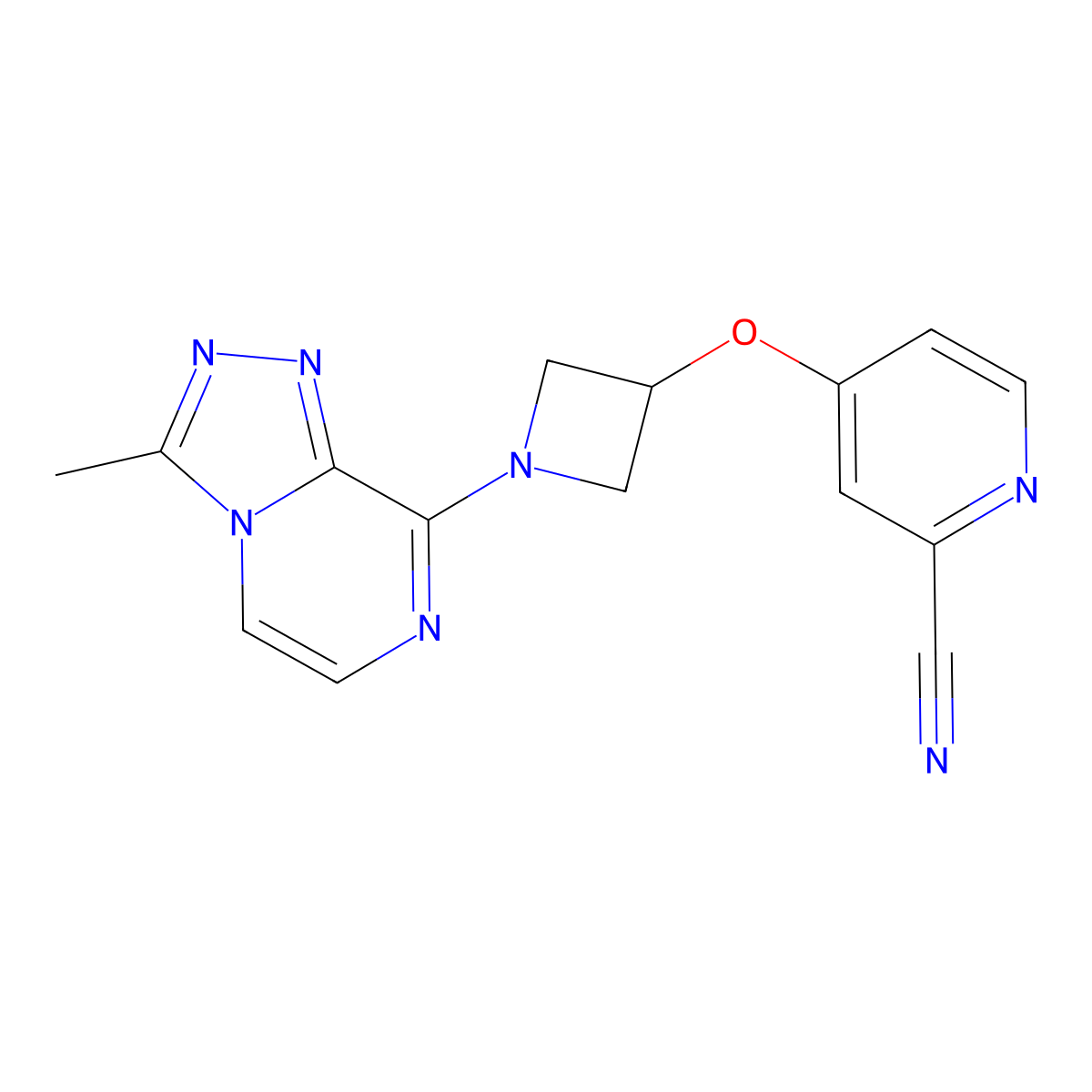 4-[(1-{3-Methyl-[1,2,4]triazolo[4,3-a]pyrazin-8-yl}azetidin-3-yl)oxy]pyridine-2-carbonitrile molecular structure, CAS 2770591-28-9
