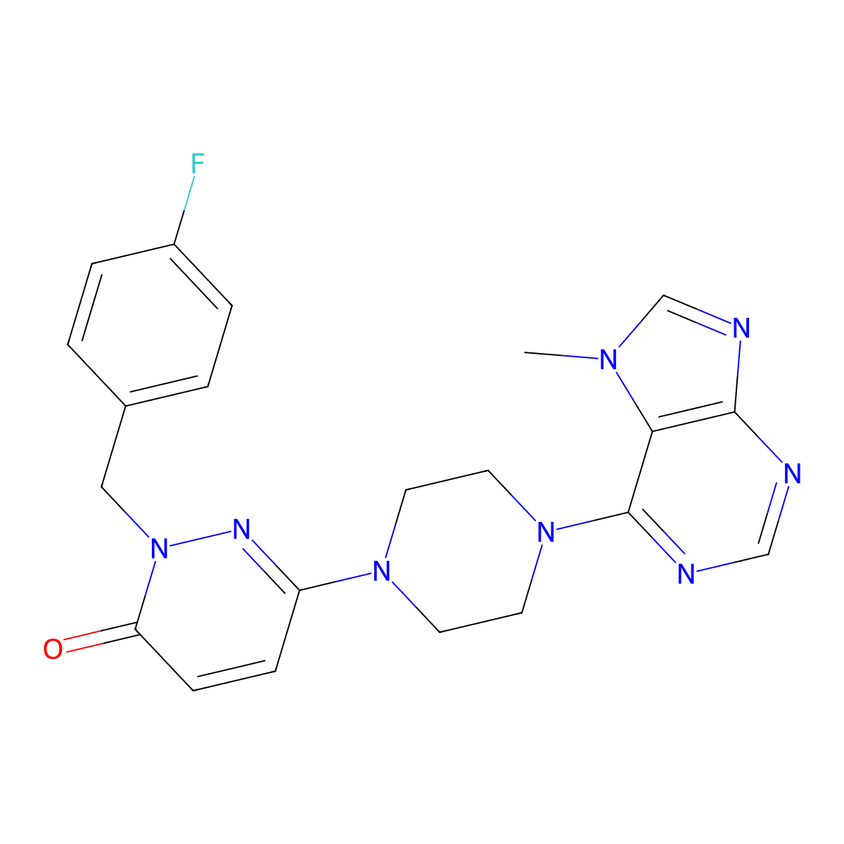 2-[(4-fluorophenyl)methyl]-6-[4-(7-methyl-7H-purin-6-yl)piperazin-1-yl]-2,3-dihydropyridazin-3-one molecular structure, CAS 2770591-29-0