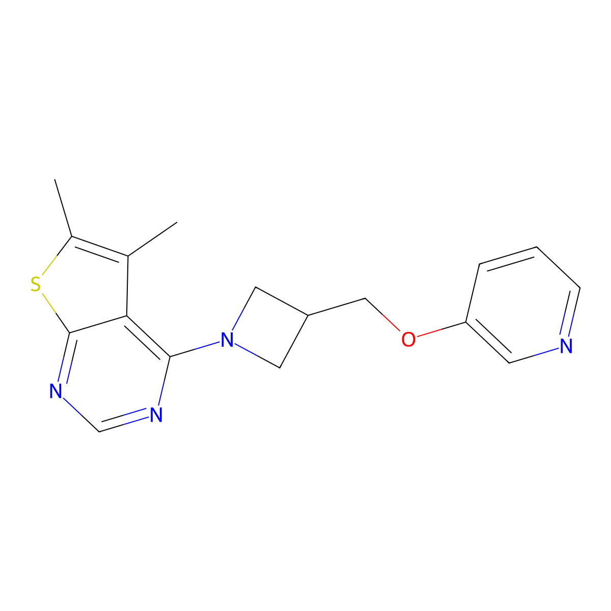 3-[(1-{5,6-Dimethylthieno[2,3-d]pyrimidin-4-yl}azetidin-3-yl)methoxy]pyridine molecular structure, CAS 2770591-30-3