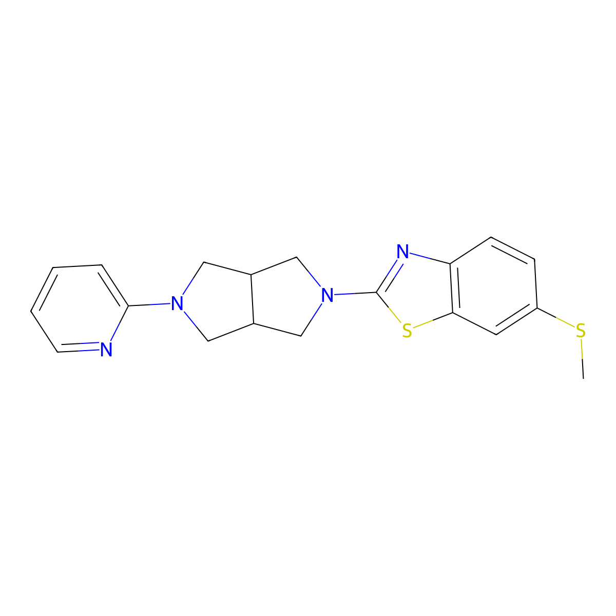 6-(Methylsulfanyl)-2-[5-(pyridin-2-yl)-octahydropyrrolo[3,4-c]pyrrol-2-yl]-1,3-benzothiazole molecular structure, CAS 2770591-31-4