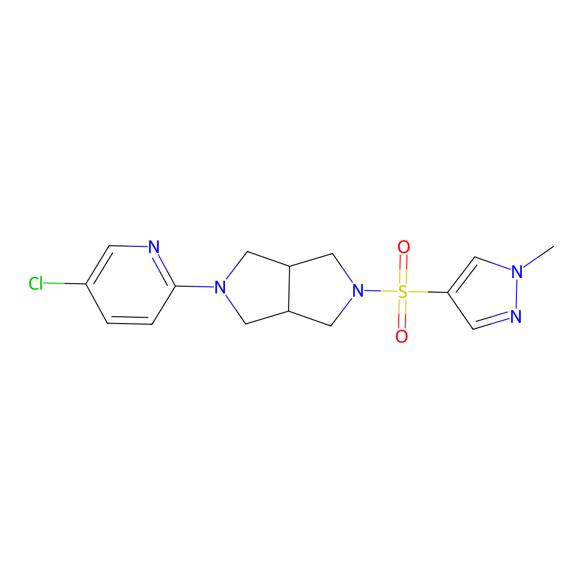 5-chloro-2-{5-[(1-methyl-1H-pyrazol-4-yl)sulfonyl]-octahydropyrrolo[3,4-c]pyrrol-2-yl}pyridine molecular structure, CAS 2770591-35-8