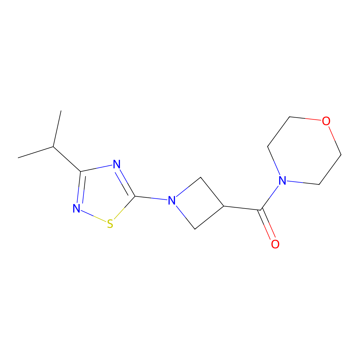4-{1-[3-(Propan-2-yl)-1,2,4-thiadiazol-5-yl]azetidine-3-carbonyl}morpholine molecular structure, CAS 2770591-38-1