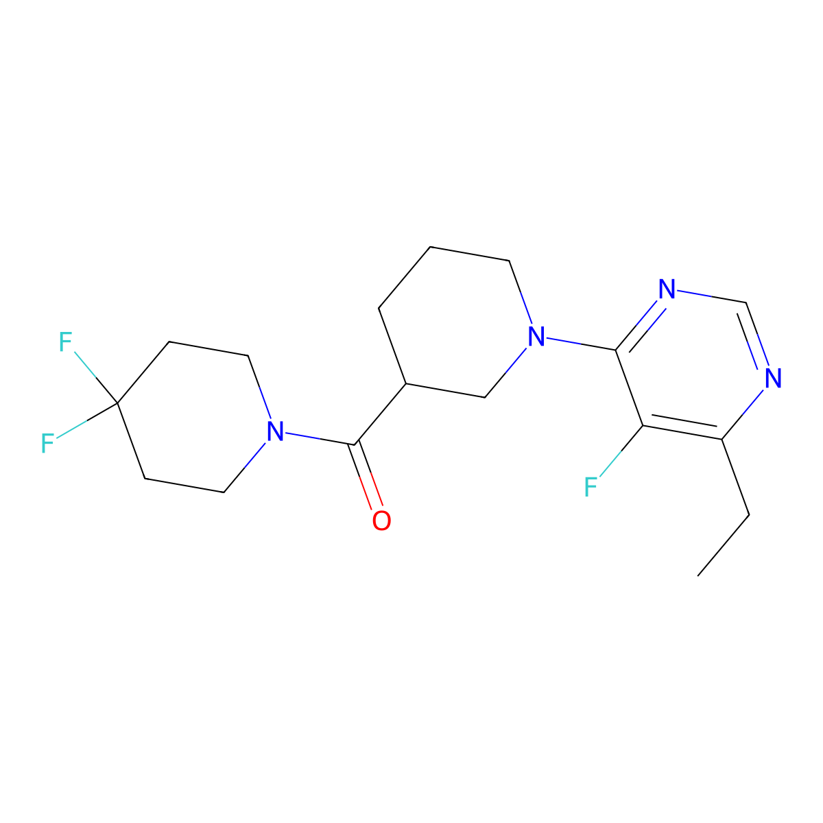 4-[3-(4,4-Difluoropiperidine-1-carbonyl)piperidin-1-yl]-6-ethyl-5-fluoropyrimidine molecular structure, CAS 2770591-40-5