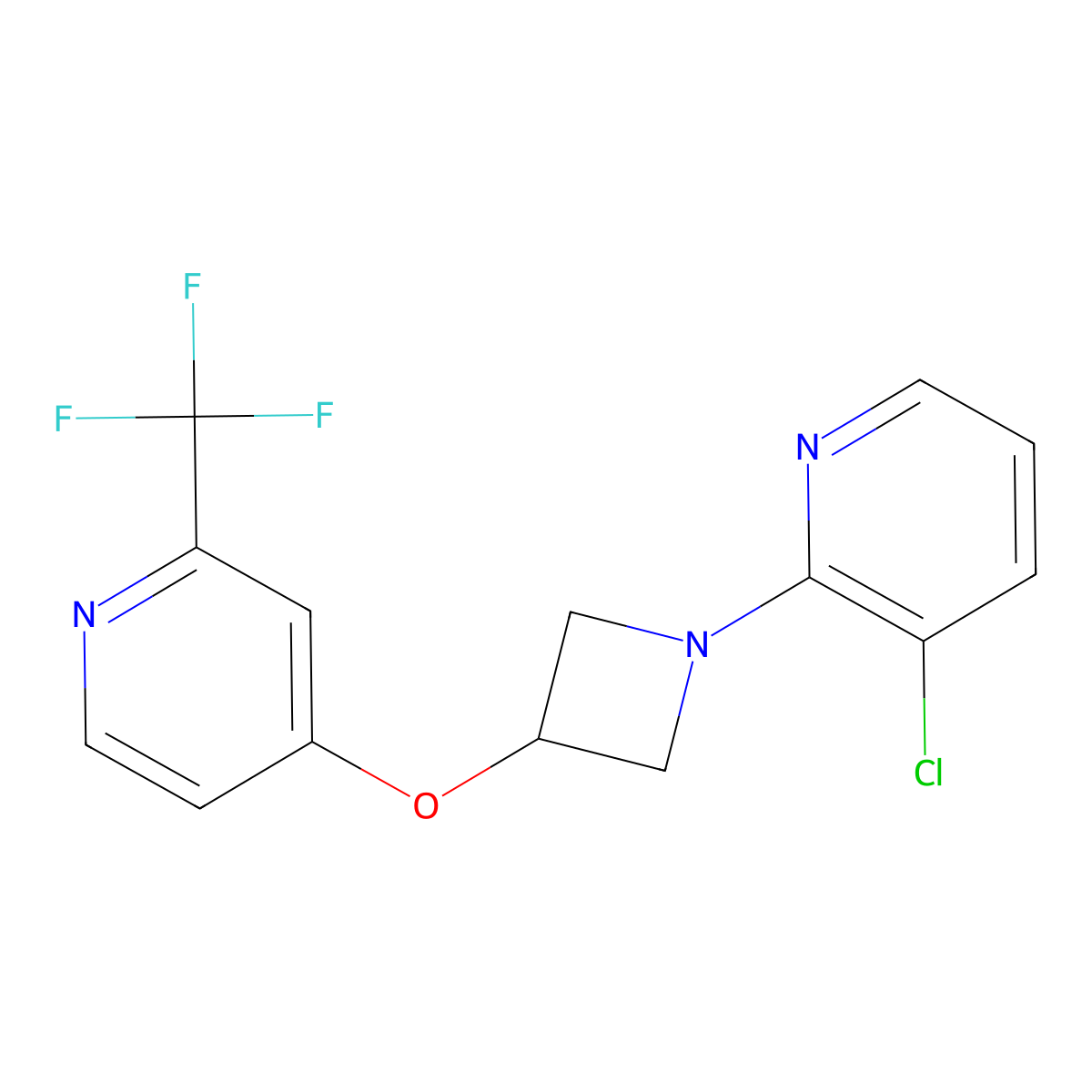 3-Chloro-2-(3-{[2-(trifluoromethyl)pyridin-4-yl]oxy}azetidin-1-yl)pyridine molecular structure, CAS 2770591-45-0