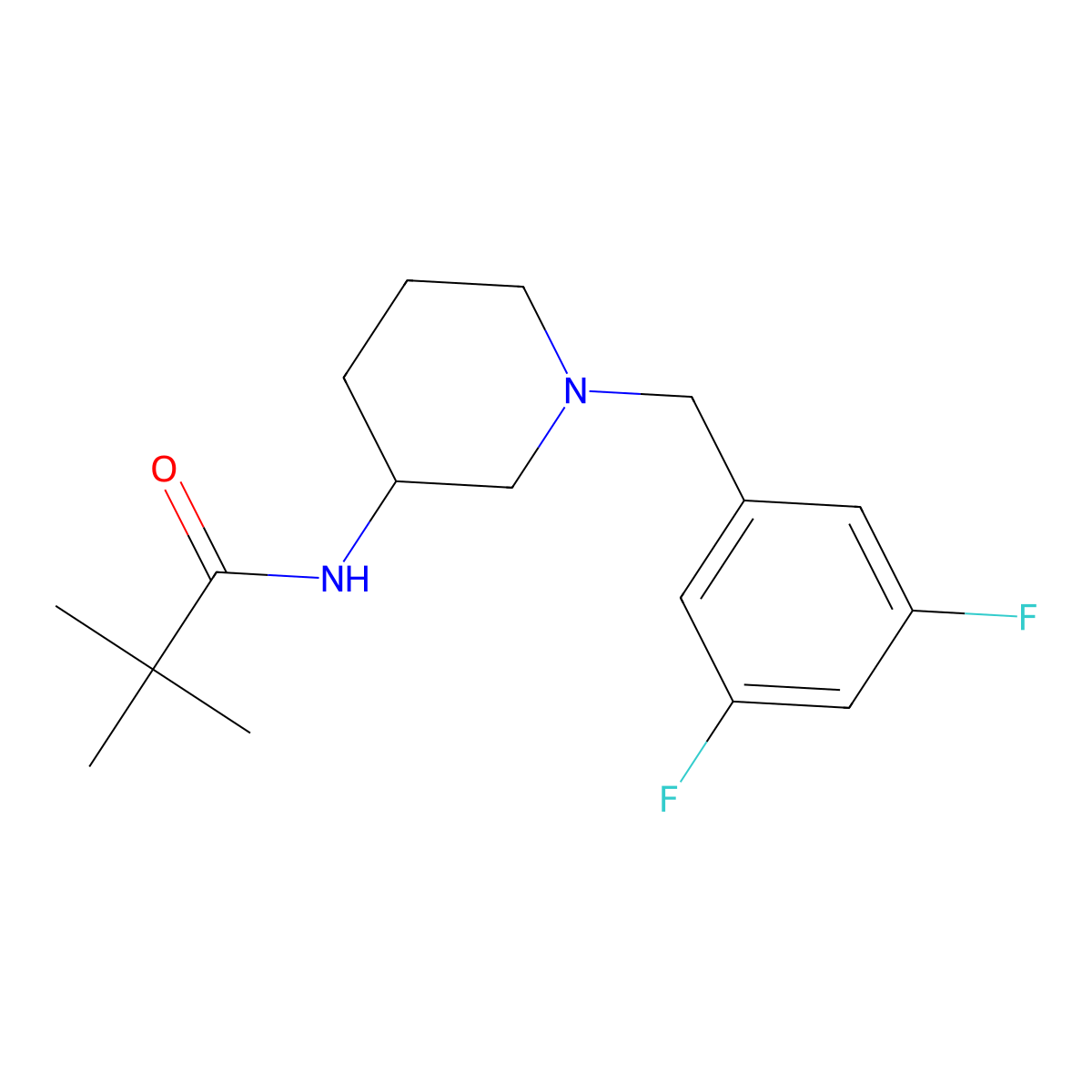 N-{1-[(3,5-difluorophenyl)methyl]piperidin-3-yl}-2,2-dimethylpropanamide molecular structure, CAS 2770591-48-3