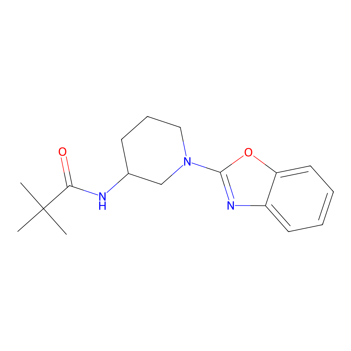 N-[1-(1,3-benzoxazol-2-yl)piperidin-3-yl]-2,2-dimethylpropanamide molecular structure, CAS 2770591-50-7