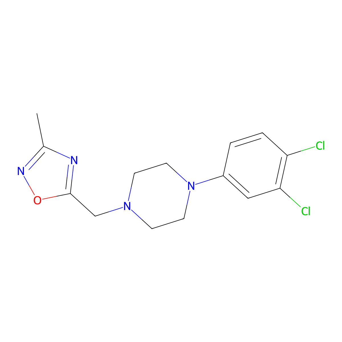 1-(3,4-Dichlorophenyl)-4-[(3-methyl-1,2,4-oxadiazol-5-yl)methyl]piperazine molecular structure, CAS 2770591-51-8