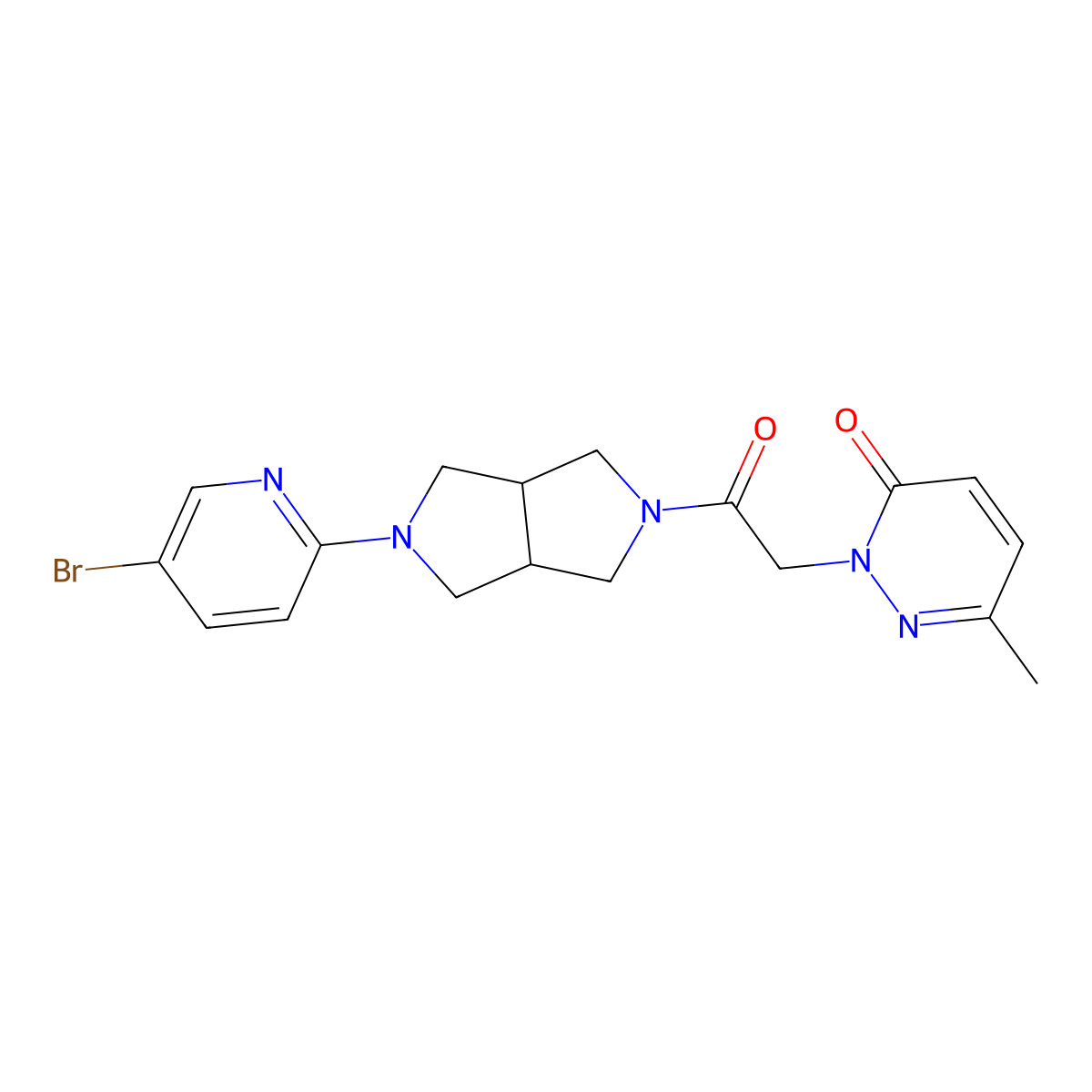 2-{2-[5-(5-Bromopyridin-2-yl)-octahydropyrrolo[3,4-c]pyrrol-2-yl]-2-oxoethyl}-6-methyl-2,3-dihydropyridazin-3-one molecular structure, CAS 2770591-52-9